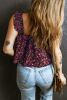 Rose Boho Floral Print Frill Straps Sleeveless Shirt