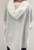 Gray Button Up Contrast Knitted Sleeves Hooded Jacket