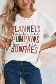 White FLANNELS PUMPKINS BONFIRES Crewneck Graphic Tee (size: (US 18-20)2XL)