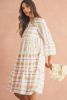 Orange Bohemian Split Neck Bracelet Sleeve Ruffle Mini Dress