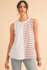 Brown Striped Center Seamed Patchwork Tank Top