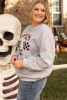 Light Grey Creep It Real Ghost Print Halloween Plus Size Sweatshirt