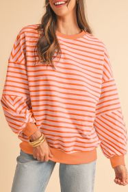 Russet Orange Drop Shoulder Crew Neck Loose Sweatshirt (size: (US 12-14)L)