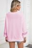 Light Pink Floral Peace Sign Drop Shoulder Top