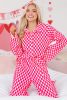 Pink Checkered Buttoned Shirt and High Waist Pants Set