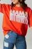 Orange Beaded MAMA Fringe Lettering Oversized T Shirt