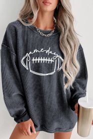 Gray Corded Texture Game Day Graphic Sweatshirt (size: (US 18-20)2XL)