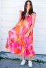 Multicolour Boho Geometric Ruffle Strap Tiered Midi Dress