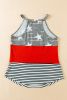 Multicolor American Flag Print Casual Color Block Tank Top