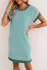 Moonlight Jade Ribbed Colorblock Patched Pocket T Shirt Dress