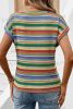 Multicolour Striped Twisted Hem Boho T-Shirt
