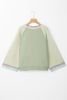 Meadow Mist Green Patchwork Long Sleeve Waffle Top
