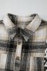 Black Plus Size Plaid Leopard Patchwork Raw Hem Shacket