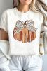 White Thanksgiving Bowknot Pumpkin Print Graphic T Shirt