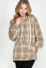 Khaki Plaid Kangaroo Pocket Zipped Hoodie