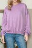 Purple Elastic Hem Lantern Sleeve Sweatshirt