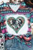 Green Geometric Heart Graphic Round Neck Tee