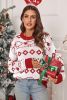 Racing Red Christmas Long Sleeve Pullover Crew Neck Sweater