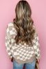 Khaki Checkered Drop Shoulder Round Neck Sweater