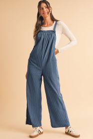 Real Teal Plain Pocketed Loose Fit Corduroy Overalls (size: (US 12-14)L)