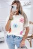 White 60s Vintage Flower Pattern Knitted Top