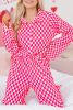 Pink Checkered Buttoned Shirt and High Waist Pants Set