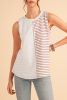 Brown Striped Center Seamed Patchwork Tank Top