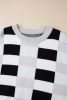 Black Checkered Crew Neck Drop Shoulder Knit Sweater