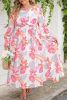 Multicolor Tropical Plant Print Knotted High Waist Plus Size Maxi Dress