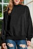 Black Plain Drop Shoulder Crew Neck Pullover Sweatshirt