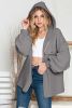 Grey Bishop Sleeve Zip Up Hoodie Jacket with Flap Pockets