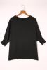 Black Plain Batwing Sleeve Business Casual Blouse