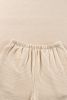 Parchment Corded Long Sleeve Top and High Waist Shorts Set