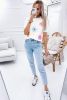 White 60s Vintage Flower Pattern Knitted Top
