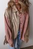Mineral Red Patchwork Chest Pockets Buttoned Corduroy Shacket