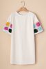 White Floral Crochet Splicing Sleeve T-shirt Dress
