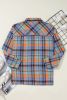Orange Plaid Print Pocket Loose Shirt