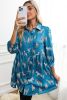 Blue Zebra Print Ruched Babydoll Dress
