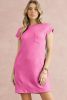 Sachet Pink Plain Textured Pocketed Mini Dress