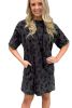 Gray Short Sleeve Casual Leopard Print Dress with Pockets