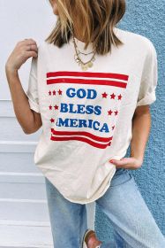 White GOD BLESS AMERICA Star and Stripe Graphic Tee (size: (US 18-20)2XL)