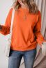 Russet Orange Solid Color Drop Shoulder Terry Sweatshirt
