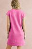 Sachet Pink Plain Textured Pocketed Mini Dress