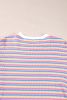 Pink Striped Crew Neck Mini T-shirt Dress