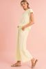 Apricot Lattice Textured Tee and Wide Leg Pants Two-Piece Set