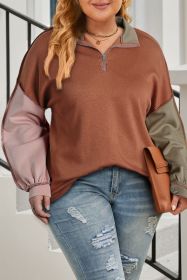 Gold Flame Plus Size Colorblock Exposed Seam Sweatshirt (size: (US 14W-16W)1X)