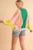 Dark Green Colorblock Patchwork Drop Shoulder Top