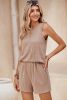 Smoke Gray Corded Tank Top and Pocketed Shorts Set