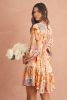 Yellow Ruffled Buttoned Knotted High Waist Floral Mini Dress