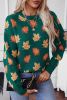 Evergreen Maple Leaf Pattern Pullover Sweater